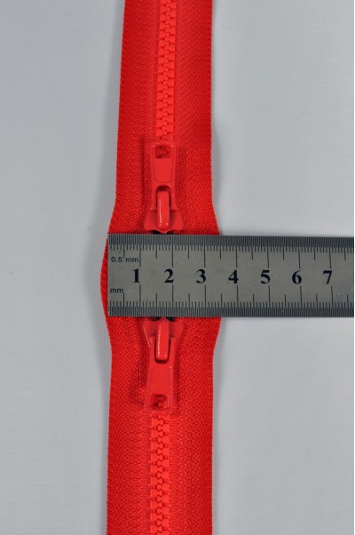 ZIP010  2號拉鏈 雙頭上下拉拉鏈  紅色雙頭樹脂膠牙拉鏈 密尾拉鏈  不設單獨拉鍊訂購 側面照